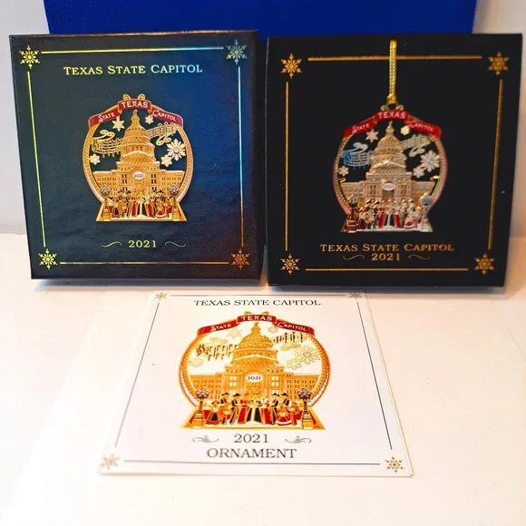 New 2021 Texas State Capitol Brass Christmas Ornament Victorian Carolers - Picture 1 of 6